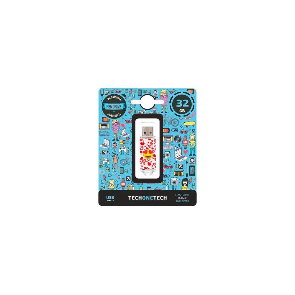 PENDRIVE 32GB TECH ONE TECH EMOJITECH HEART-EYES