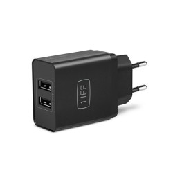 1LIFE CHARGER 2XUSB HOUSE BLACK
