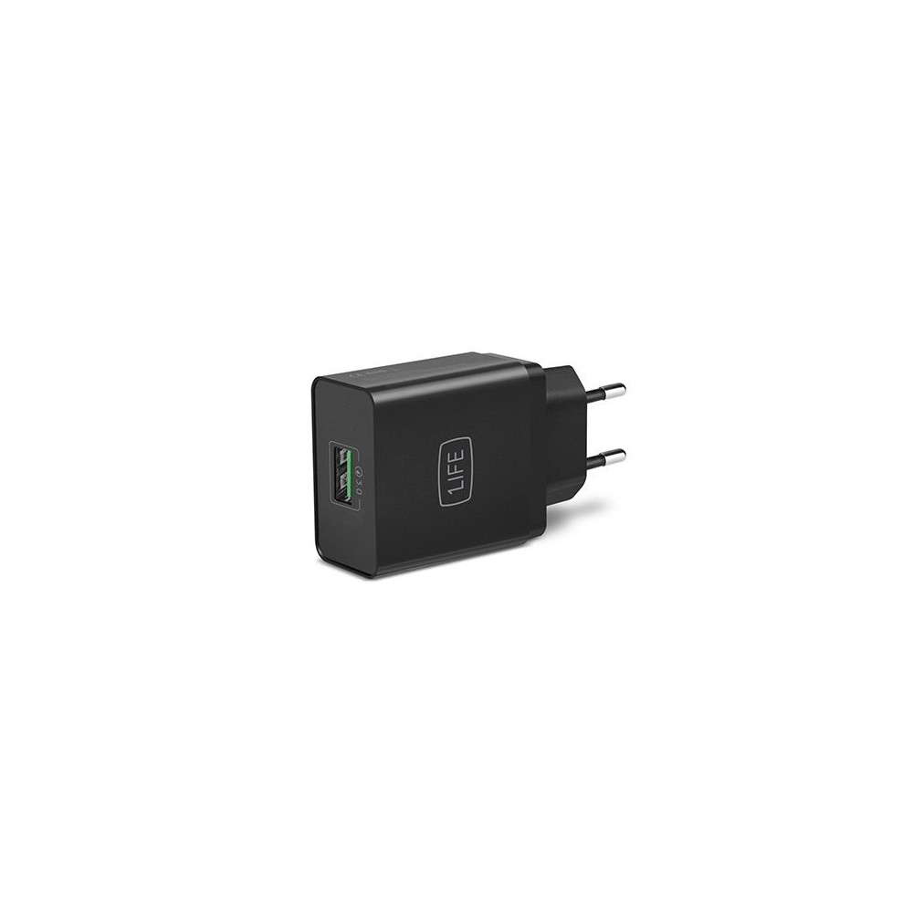 1LIFE USB CHARGER HOME QUICK CHARGE BLACK