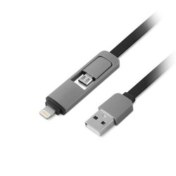 1LIFE CABLE USB(A) A LIGHTNING/MICROUSB 1M BLACK